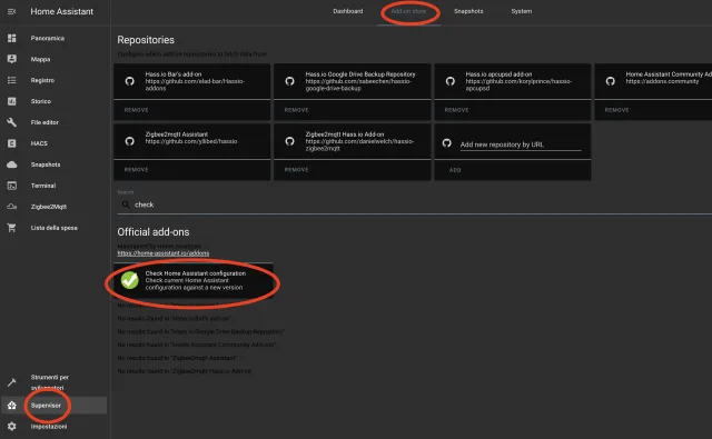 Installazione check Home Assitant Add-on