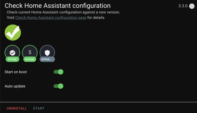 Schermata generale Home Assistant Check