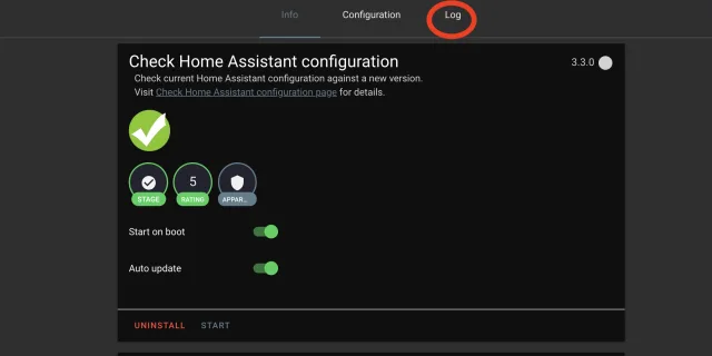Schermata generale Home Assistant Check