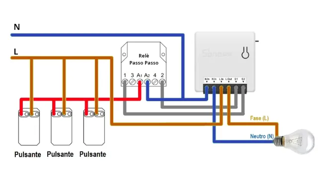 Schema con relè passo passo
