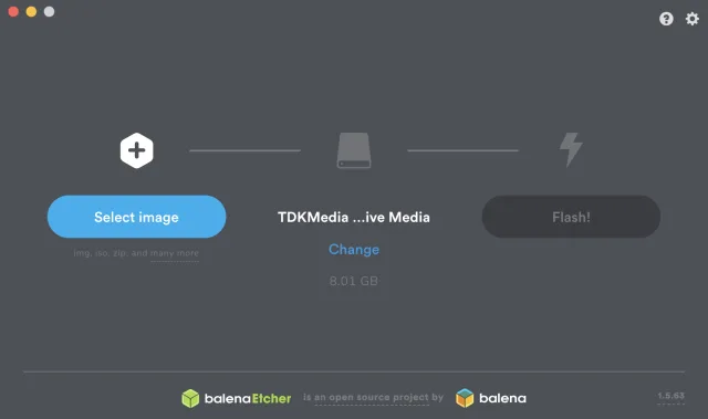 BalenaEtcher scelta ISO