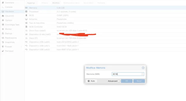 Assegnazione memoria Ram Macchina virtuale