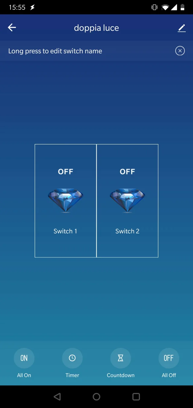 Schermata Tuya Smart di gestione dei punti luce
