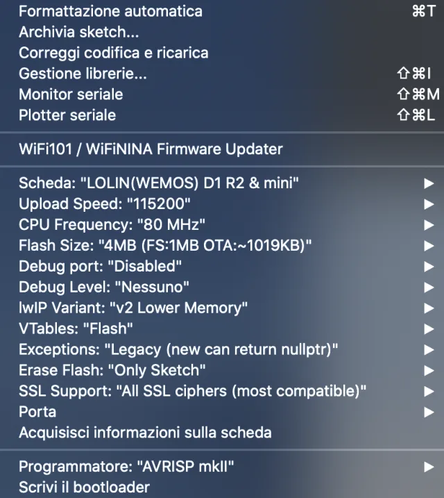 Schermata IDE Arduino