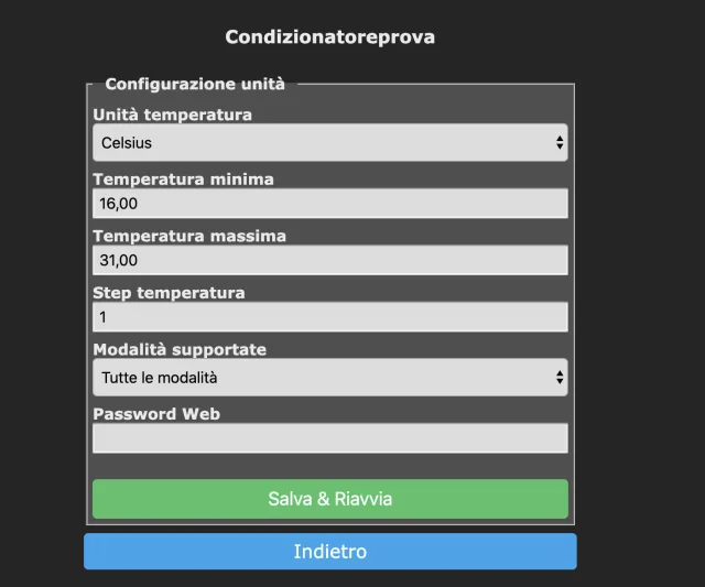 Configurazione unità