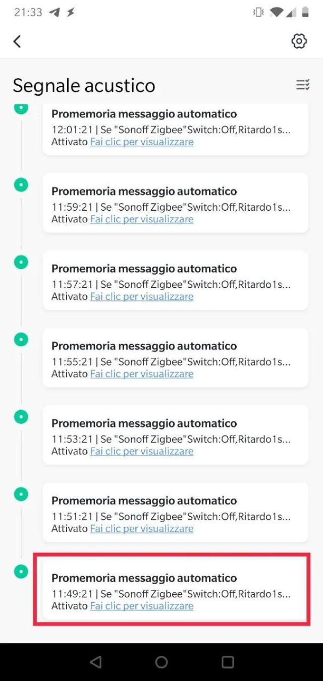 Orario inizio Test Sonoff ZigBee