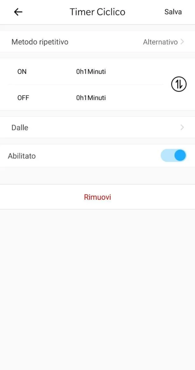 Funzione ciclica app eWeLink