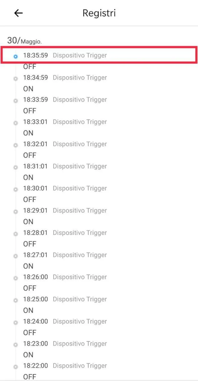 Orario fine Test Sonoff WiFi