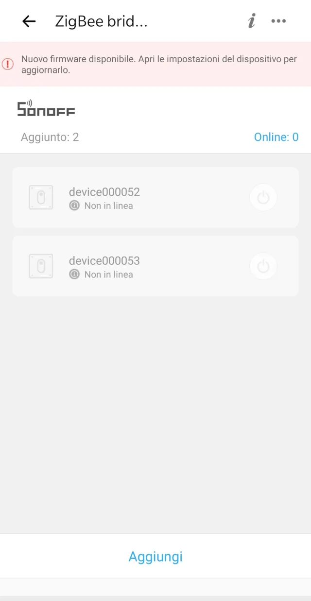 Aggiunta sub device nell'app ewelink