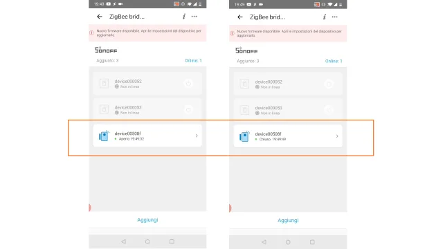 Notifiche app eWeLink