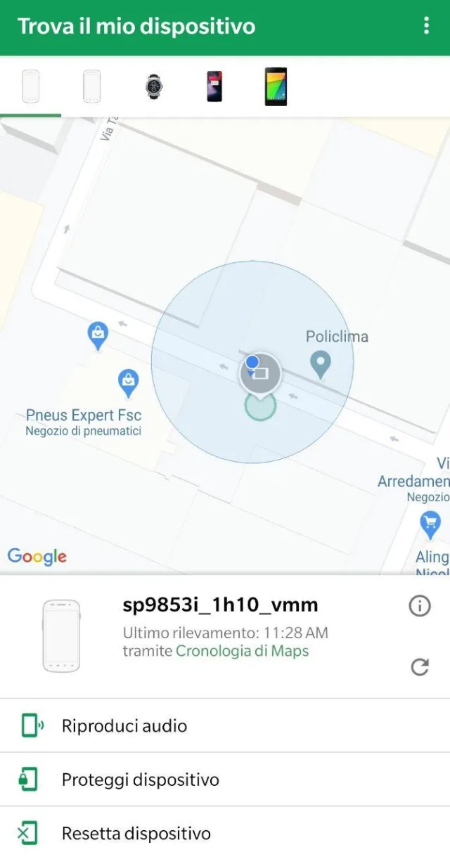 Geo-localizzazione dispositivo