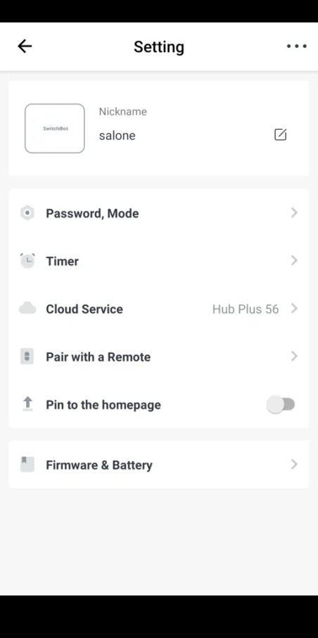 Schermata app switchbot