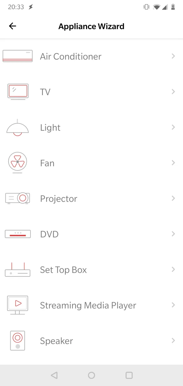Schermata scelta tipo di dispositivo