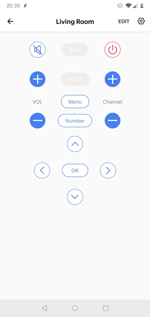 Schermata telecomando virtuale