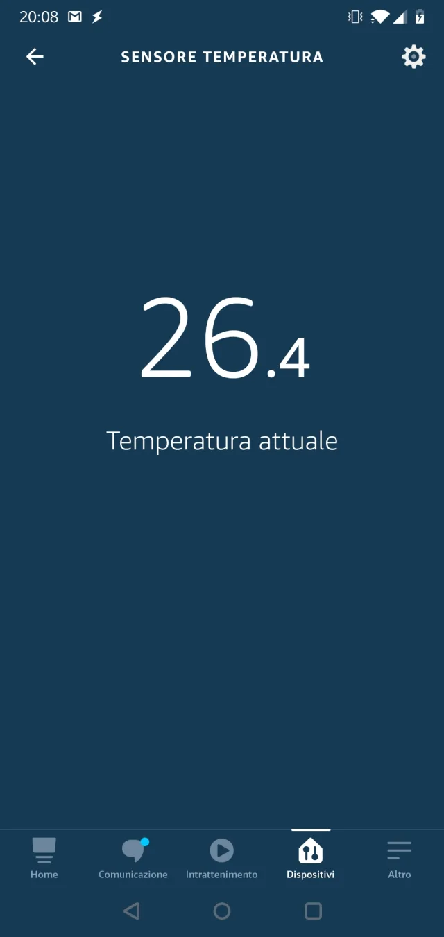 Stato sensore temperatura app Alexa