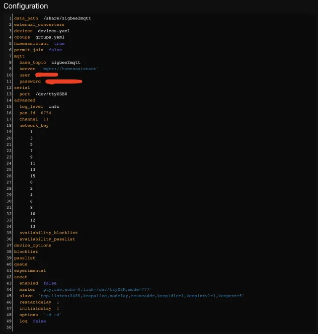 configurazione modificata