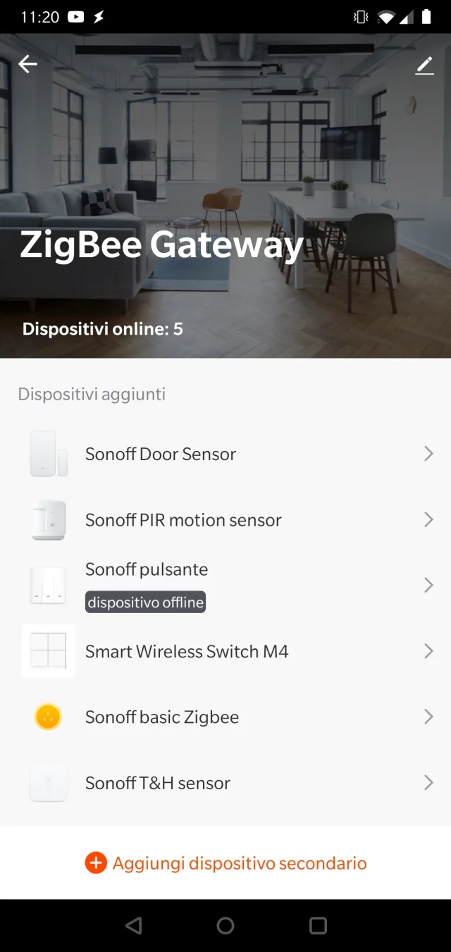 Dispositivi Sonoff associati all'Hub Tuya