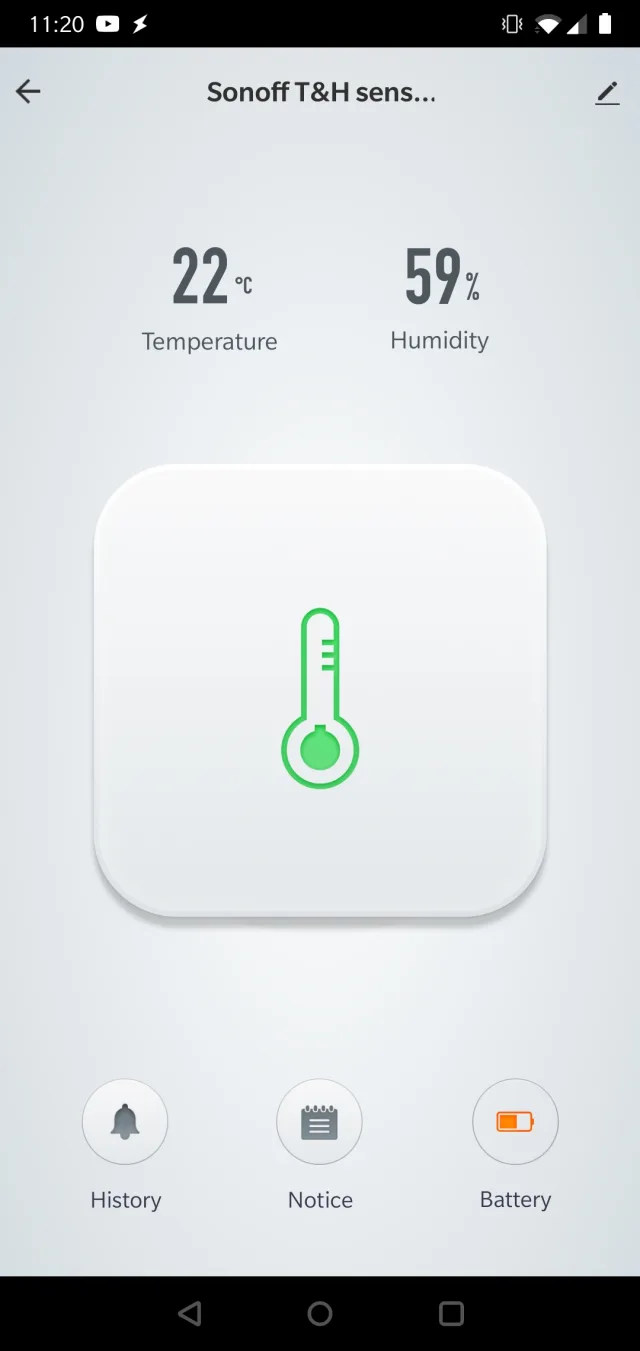 Schermata temperatura e umidità in tempo reale