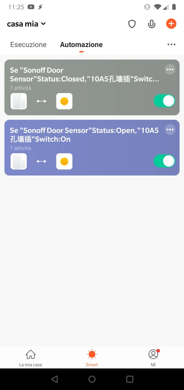 Esempio di scena con sensore porta finestra