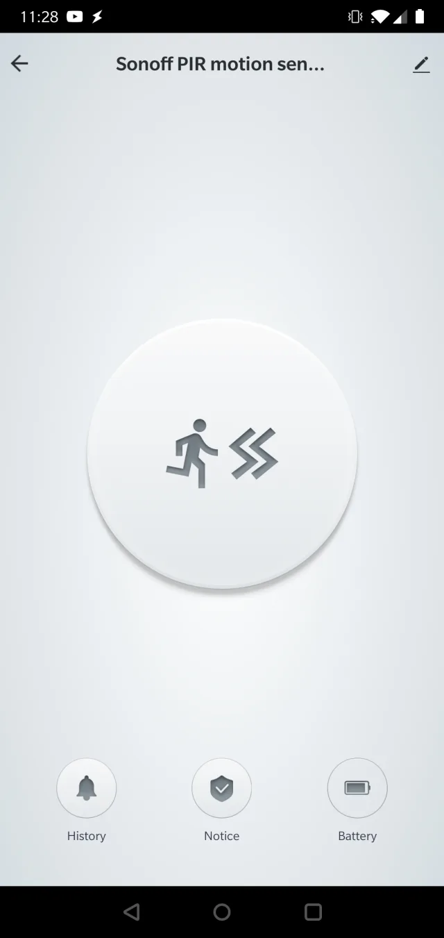 Schermata Tuya rilevatore movimento
