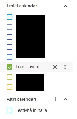 Selezione Turni Lavoro da Google Calendar