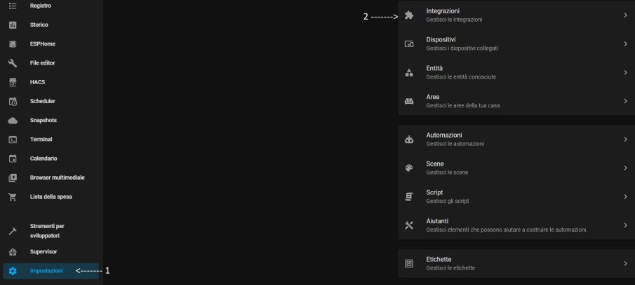 Impostazioni Integrazioni Home Assistant