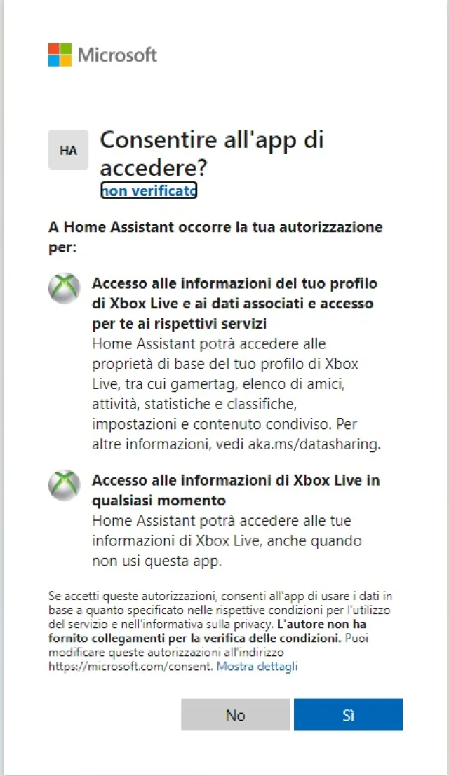allow access app Home Assistant