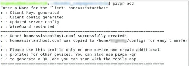 homeassistant.conf create