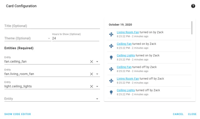 logbook-card Home Assistant