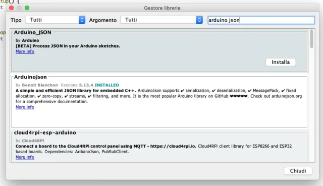 Gestione Librerie Arduino Ide Json