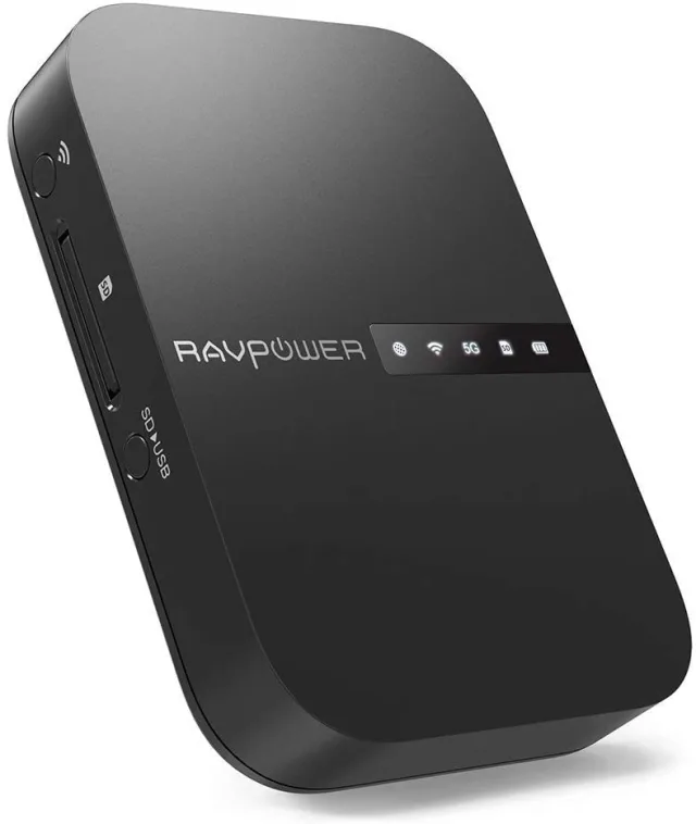 RavPower RAVPower FileHub Router WiFi Portatile, Ripetitore WiFi, SSD Hard Disk Portatile, Lettore Schede SD per iPhone iPad Tablet Smart Phone per Trasmissione dei Dati, Powerbank da 6700mAh