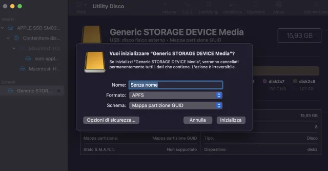 selezione nome e formato