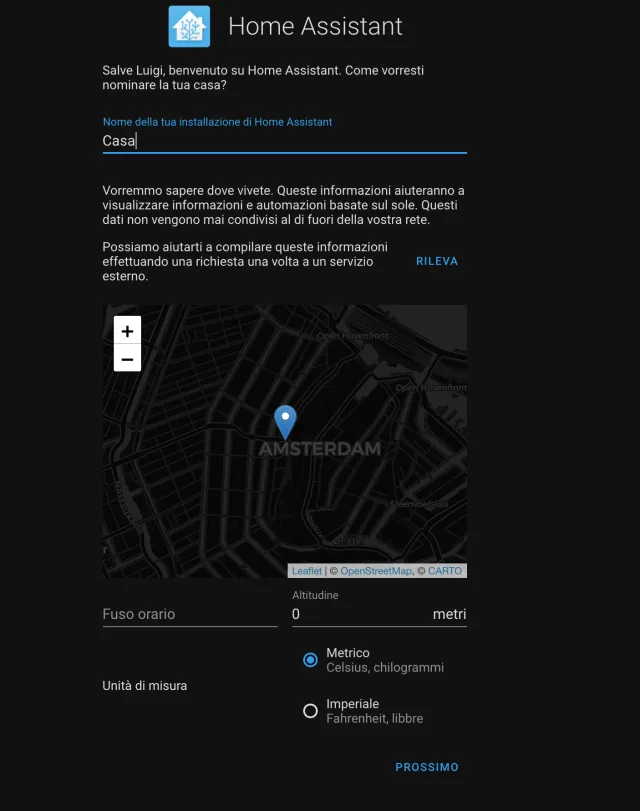 selezionare parametri