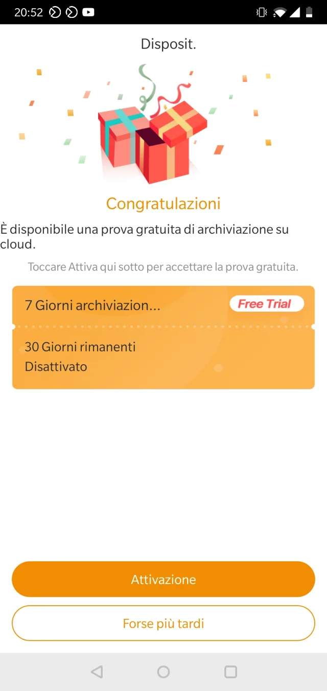 Schermata Cloud prova