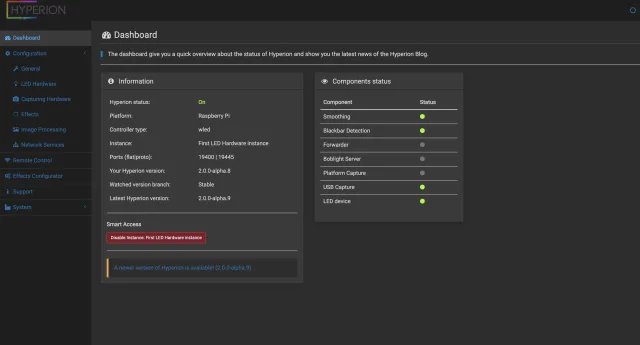 prima schermata configurazione hyperion