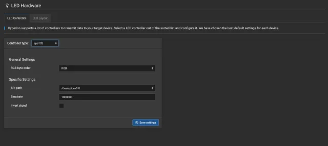 configurazione apa102