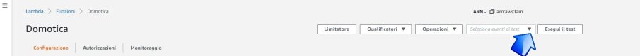 seleziona eventi di test