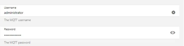 mqtt username e password