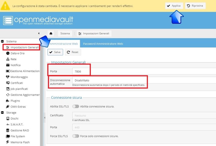 porta e disconnessione automatica