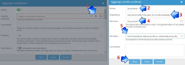 aggiungi condivisione Samba