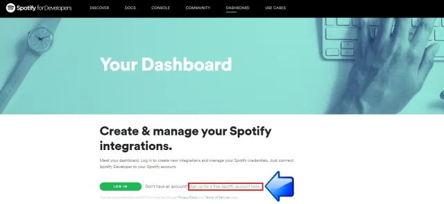 Spotify sign up dashboard developer
