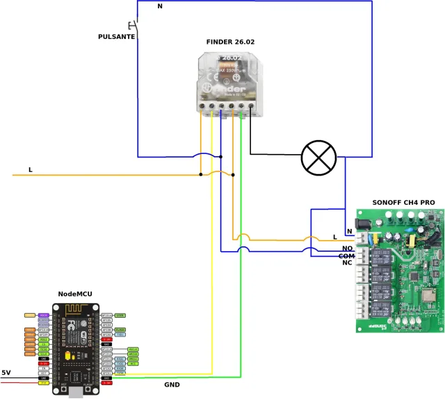 Monitorare lo stato on-off di un punto luce usando Sonoff e Relè passo passo