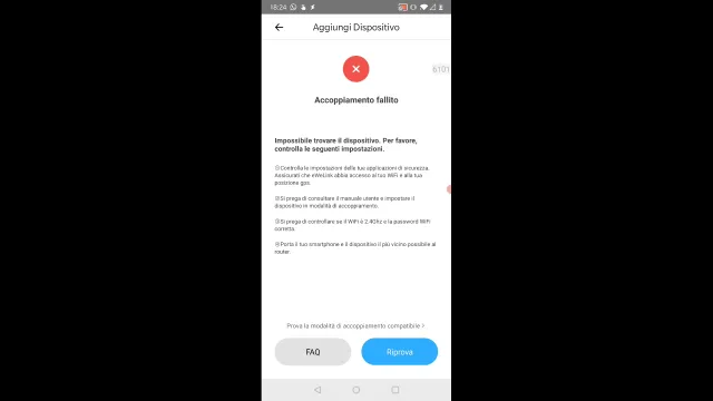 Accoppiamento fallito eWeLink