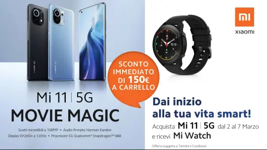 Omaggio Mi Watch con l'acquisto di Xiaomi MI 11