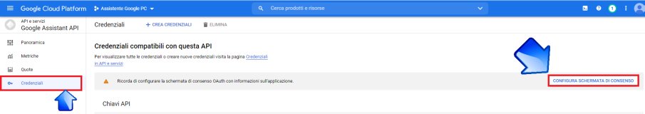 configura schermata di consenso