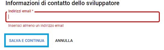 informazioni di contatto dello sviluppatore