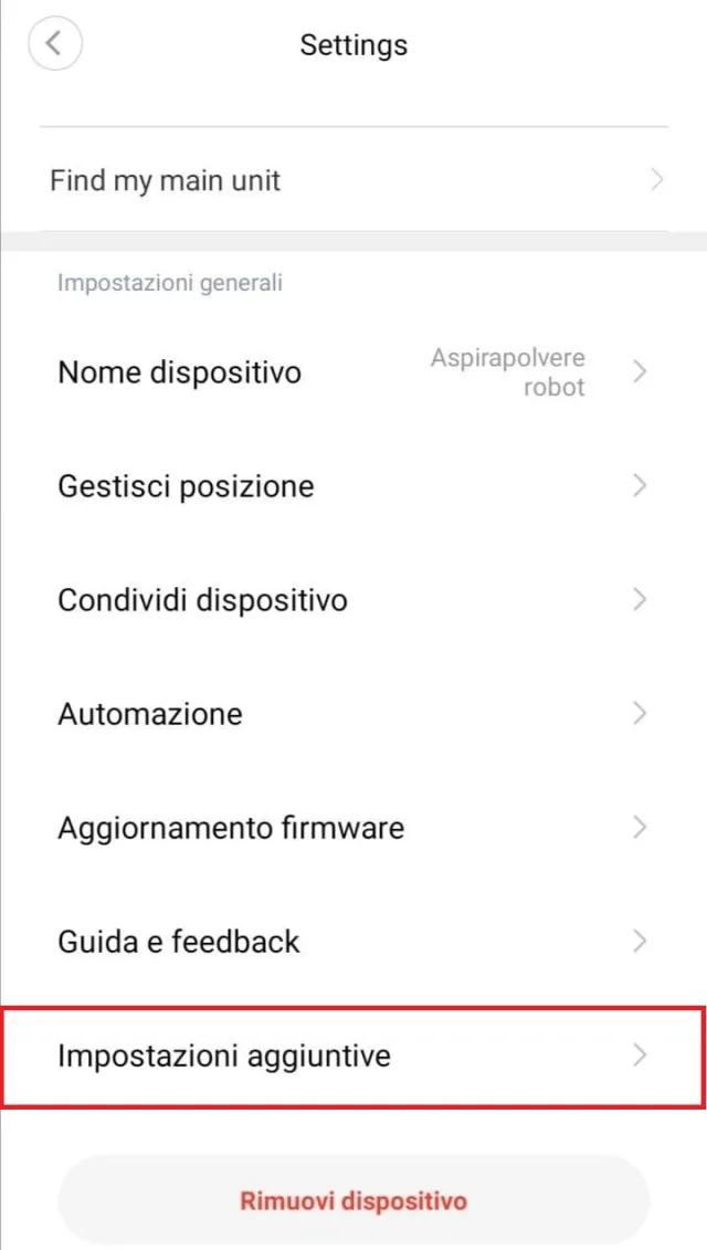 Impostazioni Aggiuntive