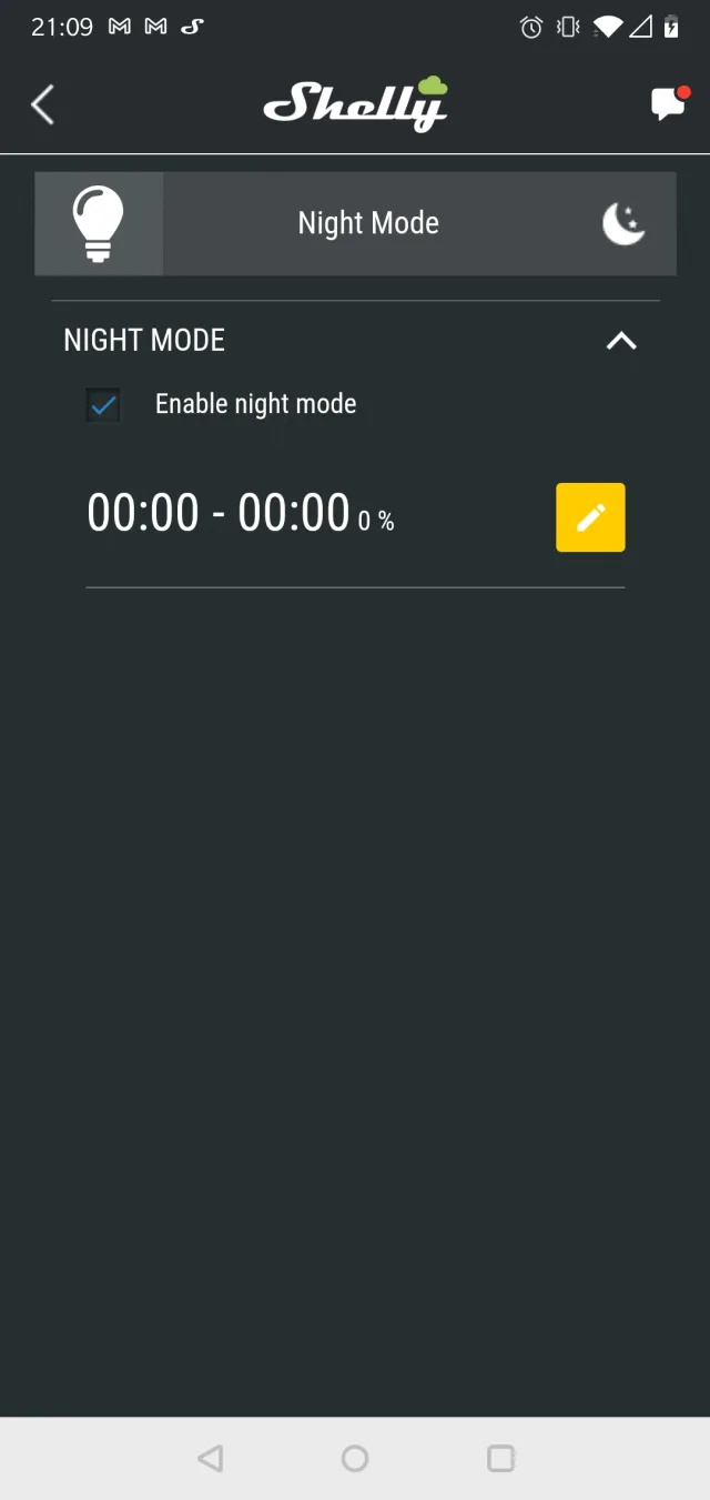 Attivazione modalità notturna