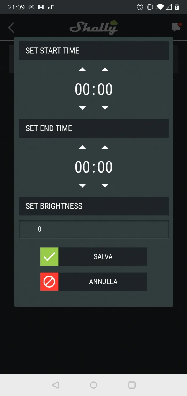 Range modalità notturna