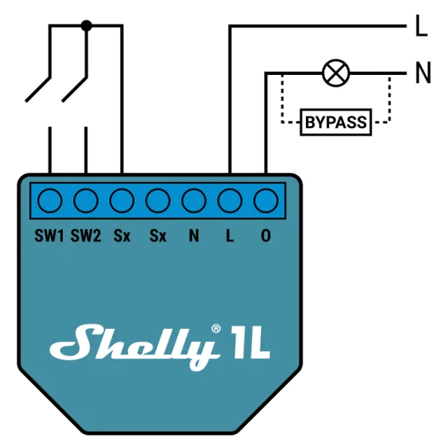 schema di cablaggio Shelly 1L